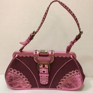 Isabella Fiore Pink Metallic Finish Bag Purse